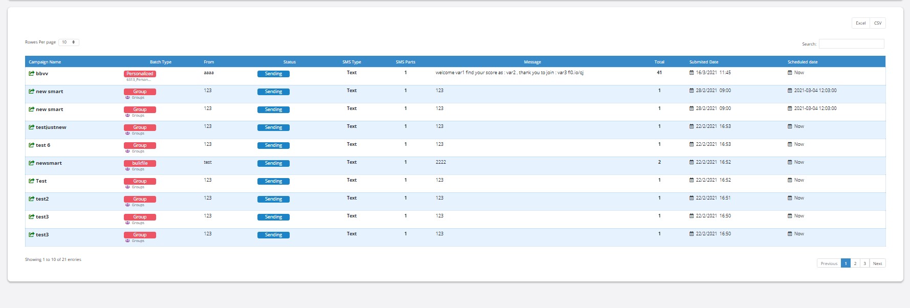 FloppySend - Check sent Campaign SMS log