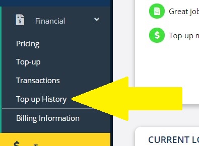 FloppySend - Check top up history