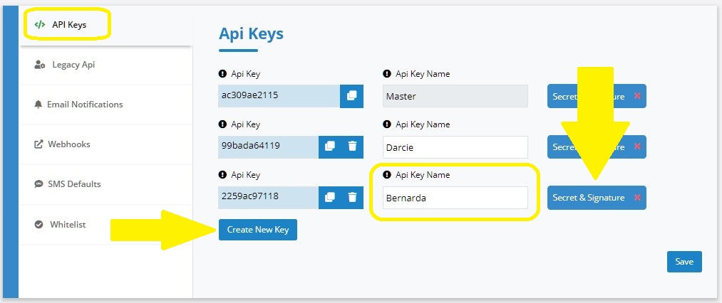 FloppySend - Create API keys