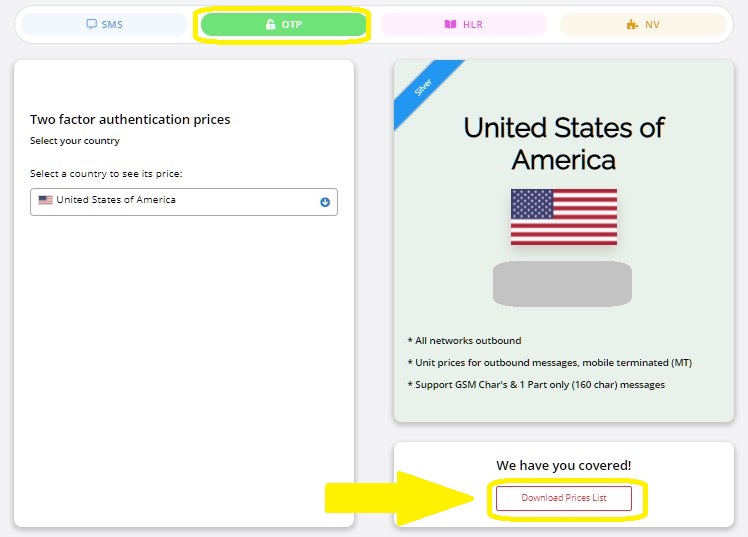 FloppySend - Check the SMS prices and another prices