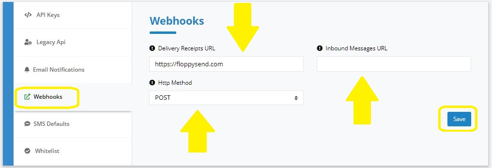 FloppySend - Create a Webhook