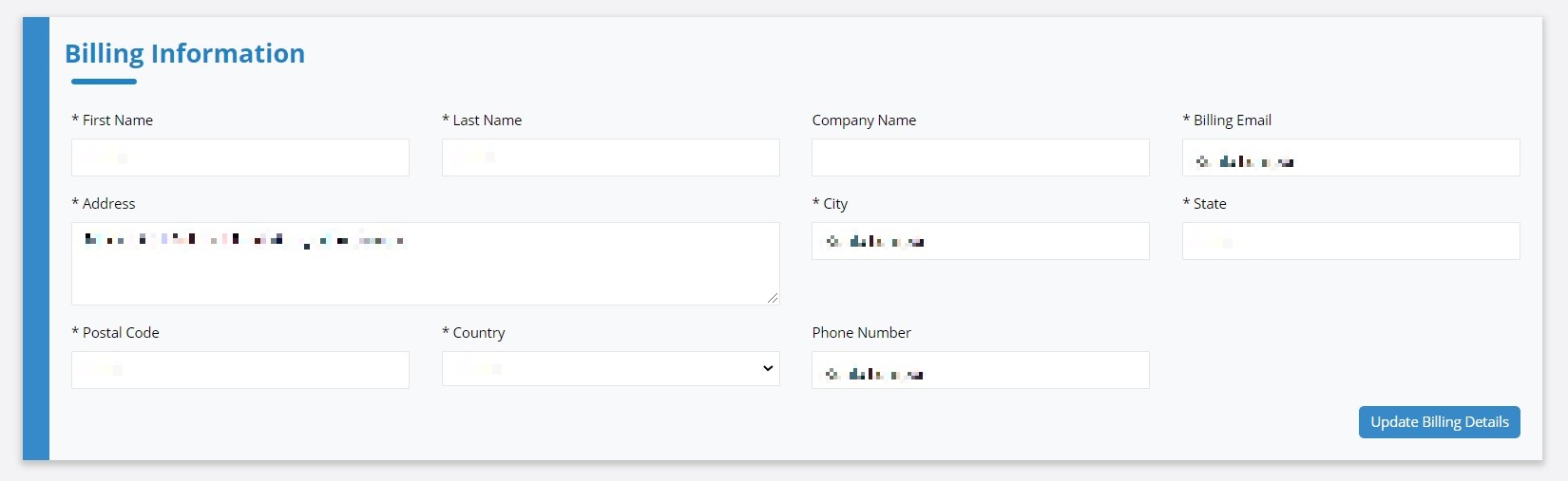 FloppySend - Update billing information