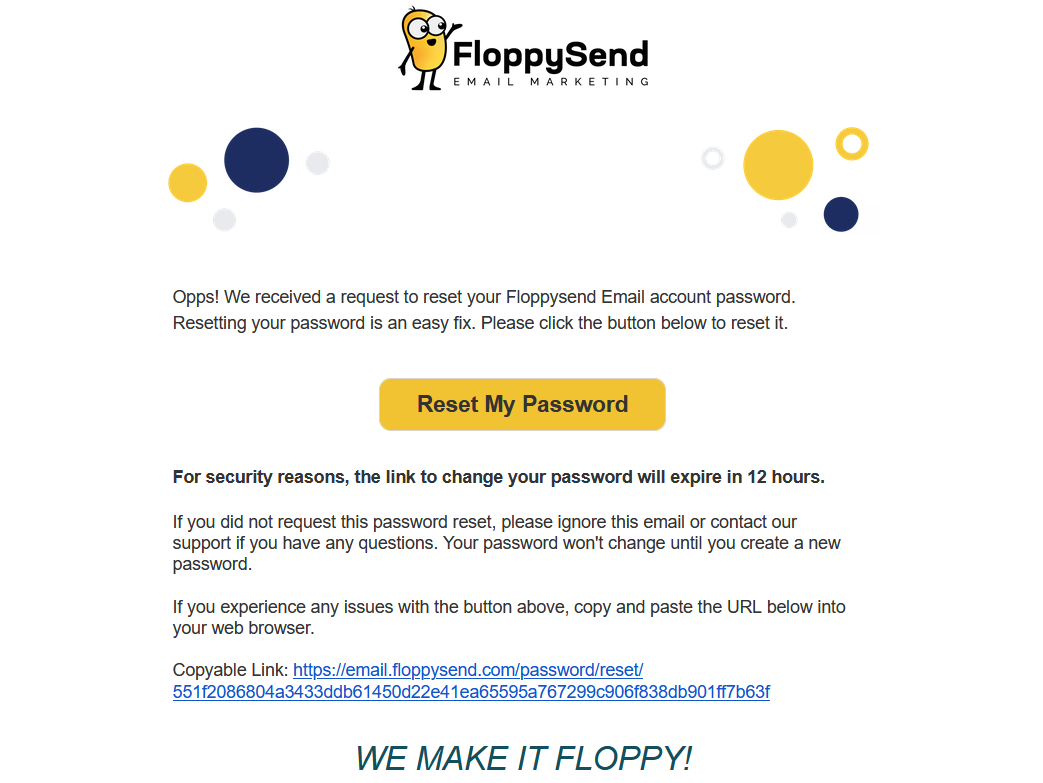 FloppySend - Can I reset my password?